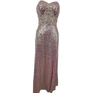Jump Apparel Womens Strapless Sequin Pink Formal Prom Homecoming Dress 3 / 4